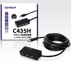 Uptech C435H USB3.0訊號延伸器+4埠 Hub (5米)