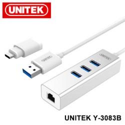 Type-C+A 3埠USB3.0 HUB + 有線網卡