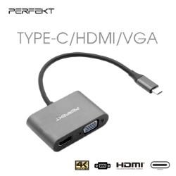 USB 3.2 Type C to HDMI+VGA 雙口影像訊號轉接器-公對母