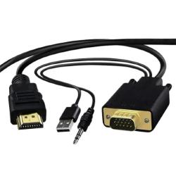 VGA公轉HDMI公+3.5mm音頻公1.8米轉接線