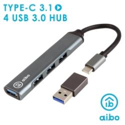 T4X Type-C 3.1 鋁合金 4埠USB3.0 HUB(附USB轉接頭)