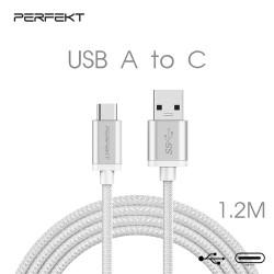 USB 3.2 Type C to USB A Male 鋁合金編織快速充電傳輸線 1.2M 白金