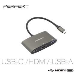 三合一多媒體影音 USB-C 3.2轉HDMI+USB3.1+USB-C for PD