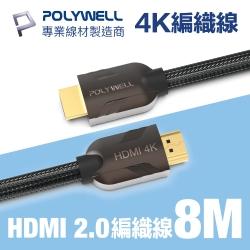 HDMI 2.0 4K60Hz 鋅合金編織 發燒線 8M