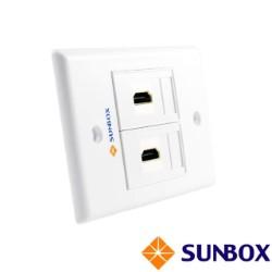HDMI 雙孔面板插座 (側接型)，UL防火塑膠材質