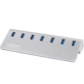 USB3.2 Gen2 7埠 Hub 鋁合金 含變壓器 銀色
